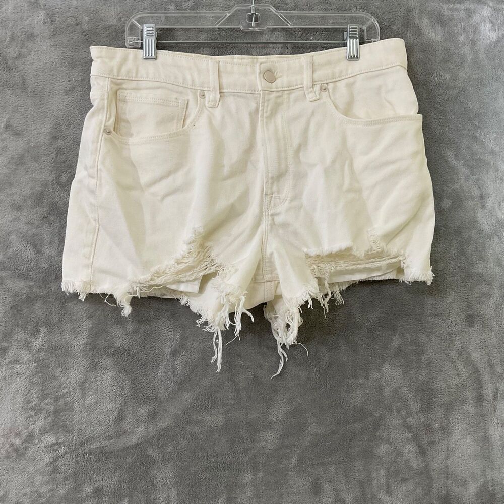 Good American Denim Shorts 90s Women's Size 10/30 White  Distressed Cut Off